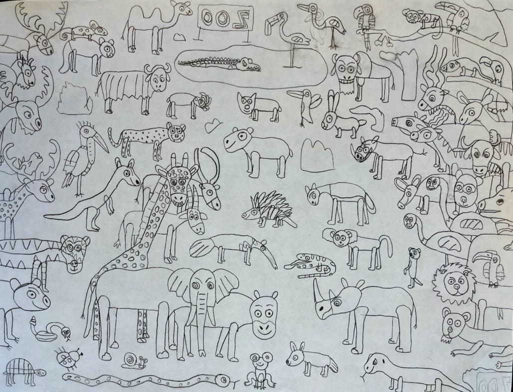 Keagan Song, 8th Grade, "Zoo", Drawing