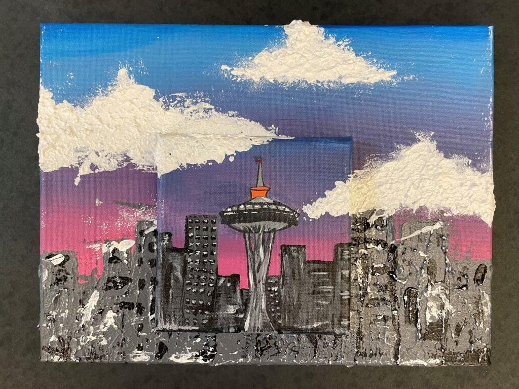 Sydney Willis, 8th Grade, "Skyline City", Painting