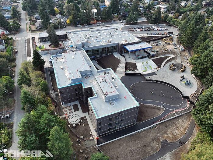 aerial view of a building under construction