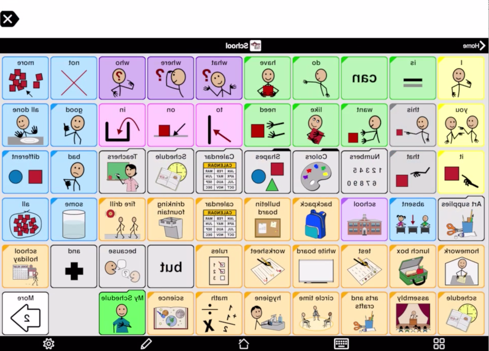 Screen shot of Proloquo2Go showing the newly created folder on the School page