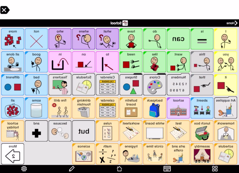 Screen shot of Proloquo2Go showing the School Folder